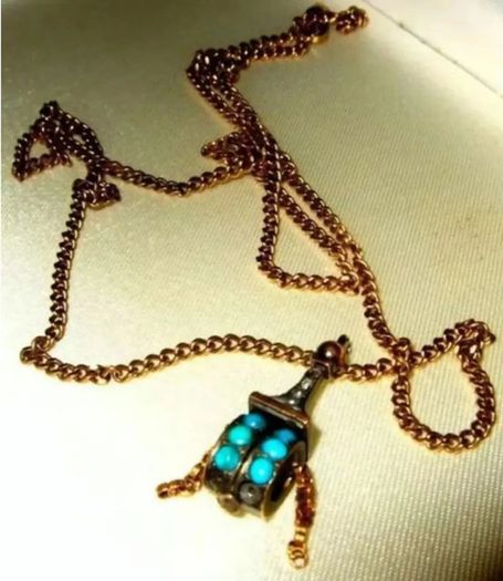 Vintage 9ct Tibetan Prayer Wheel Pendant & 22" Chain