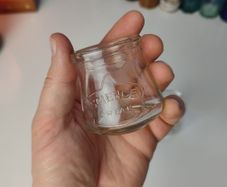 236 - Set of 3 1950s Vintage Clear Glass Embossed Letters Science Medicine Pills Chemicals Collectible Decorative Jars
