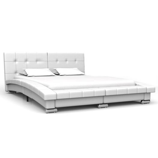 Bed Frame White Faux Leather 135x190 cm