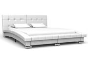 Bed Frame White Faux Leather 135x190 cm