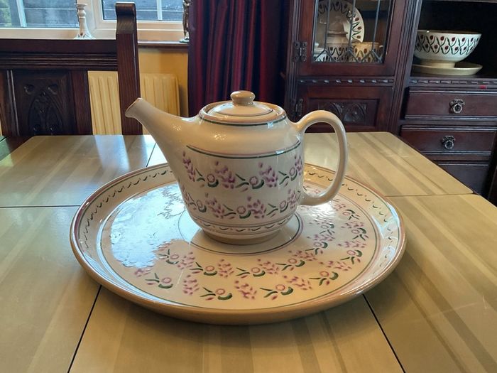 Nicholas Mosse new Lavender limited edition from Washington Creek .  A round platter 13 inches in diameter and a tea pot