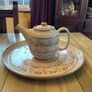 Nicholas Mosse new Lavender limited edition from Washington Creek .  A round platter 13 inches in diameter and a tea pot Image 7