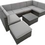 800762 XXL poly rattan seating group Venice, 6 seats 1 table 1 stool with stainless steel screws, extra thick seat cushions - various colors - (grey | No. 402698 Image 5