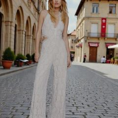 Bridal Lace Beaded Cut Out Jumpsuit / Nasty Gal RRP 350 wedding