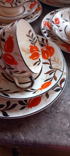 Art Deco Hand Painted Ivery Ware Tea Set