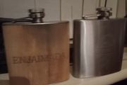 Bushmills Whiskey and Cuban Wood Veneer Licor Flasks 2.