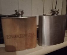 Bushmills Whiskey and Cuban Wood Veneer Licor Flasks 2.
