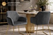 Velvet Dining Chairs Set of 2 Gold Legs Upholstered Kitchen Chairs