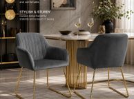 main image for ad Velvet Dining Chairs Set of 2 Gold Legs Upholstered Kitchen Chairs