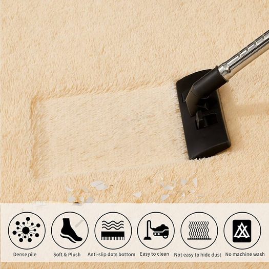 MULTIPLE COLOURS AVAILABLE Small Fluffy Rugs Washable Long Plush Rugs, Bedroom Soft Pile Rug Carpets Bedroom Mats Home Decoration (Beige,60x120 cm) FREE EXPRESS SHIPPING