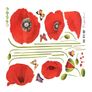 RED POPPY and BLACK BUTTERFLIES  Removable Decals Home Decor Art Flower Vinyl Mural Wall Stickers Image 2