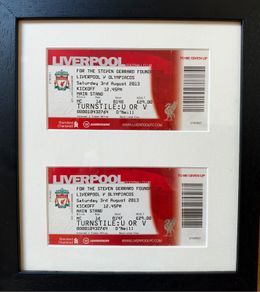 Liverpool v Olympiacos Framed Steven Gerrard Testimonial Tickets