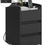 Bedside Table with 3 Drawers and Power Station, Modern Nightstand End Table, Water-Resistant Storage Side Table for Living Room and Bedroom, 35 x 40 x 59cm (Black) Image 3