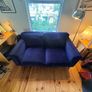 Two seater couch in navy velvet for sale Image 3