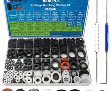 1000 Pcs 18 Size O Ring Kit+18 Size Rubber Washers Assortment Kit for Plumbing Faucet Water Pipe Garden Hose Washers Shower Heads Gasket Repair and Air or Gas Connections