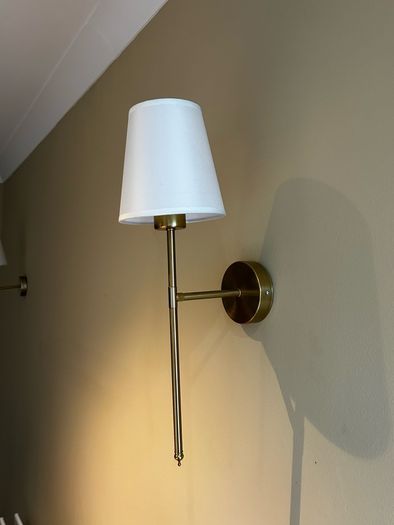 2 Brass Wall Lamps with Colour-Changing Rechargeable Bulbs (No Wiring Needed)