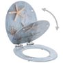 WC Toilet Seats 2 pcs with Soft Close Lids MDF Starfish Design Image 3