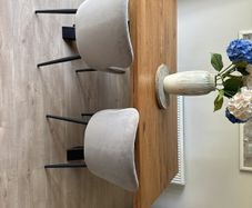 Solid wood table x4 chairs and a bench