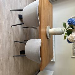 Solid wood table x4 chairs and a bench