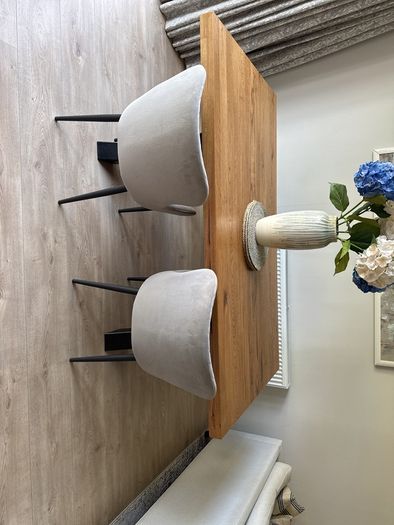 Solid wood table x4 chairs and a bench