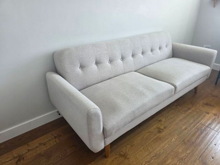 3 Seater Sofa Bed Light Grey Fabric Excellent Condition