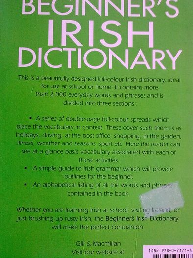 Beginner's Irish Dictionary Gaeilge Irish language Ireland