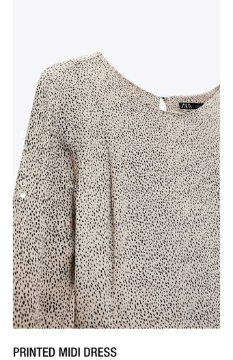 Zara printed dress ecru white with black dots, Small