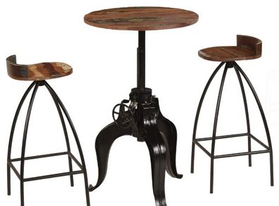 3sets Durable Recycled Wood Solid Bar Stool with Table