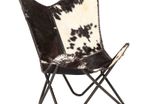 Butterfly Chair Black and White Genuine Goat Leather