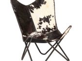 Butterfly Chair Black and White Genuine Goat Leather