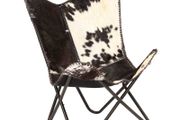 Butterfly Chair Black and White Genuine Goat Leather
