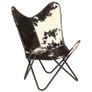 Butterfly Chair Black and White Genuine Goat Leather Image 2