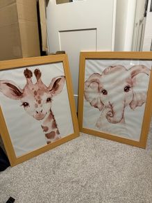 2 nursery baby prints & frames