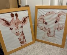 2 nursery baby prints & frames