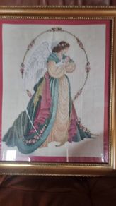 Cross Stitch Framed Angel tapestry