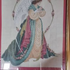 Cross Stitch Framed Angel tapestry