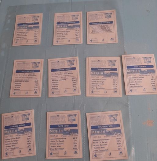 football cards merlin 1997/98