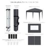 3x3m Popup Gazebo Marquee Party Tent Pavilion Grey with 4 Sides Image 2