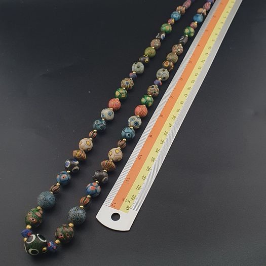 Ancient Gabri Thousand Eyes Skunk Glass Beads Necklace
