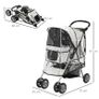 Pet Stroller for Small Miniature Dogs, Cats, Foldable Travel Carriage with Wheels Zipper Entry, Cup Holder, Storage Basket - Grey Image 3