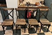 2 x Wood / Metal Industrial Dining Chairs