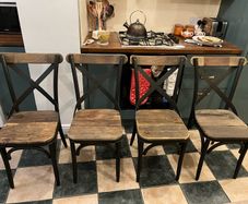 2 x Wood / Metal Industrial Dining Chairs