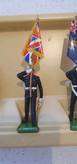 Vintage - Britains Metal Models Set 7201 - Hand Painted - Royal Marine Colour Party - Boxed