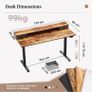 Electric Height Adjustable Desk, with 2 Fabric Drawers, 120x60cm 72-116cm Height, Stable Sit-Stand Standing Desk w. 2 Memory Buttons, Computer Desk for Home Office, 2 pcs Desktops, Brown Image 7