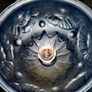 Beautiful Art Noveau blue glass and brass lamp Image 2