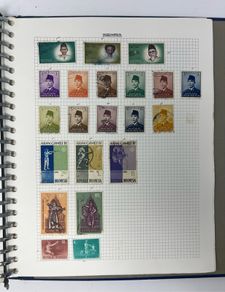 Collections. Starter collection with used stamps in Blue 22-ring binder with countries from Anguilla to Japan. Includes 56 images.
