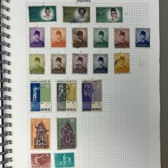Collections. Starter collection with used stamps in Blue 22-ring binder with countries from Anguilla to Japan. Includes 56 images.