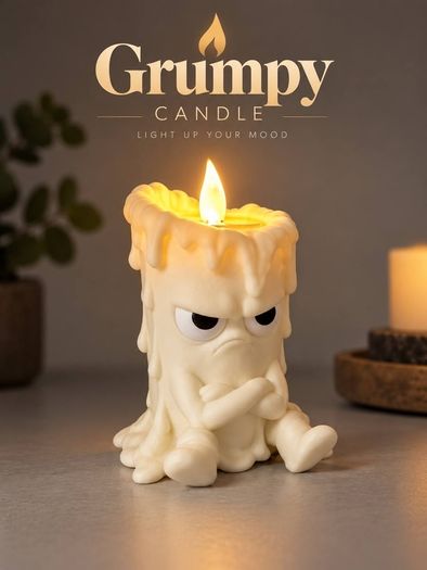 Grumpy Candle  3D Printed Decorative Candle Holder