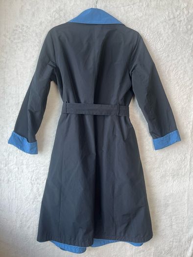 Max Mara City Italian Reversible Wrap Trench Coat Navy Cornflower