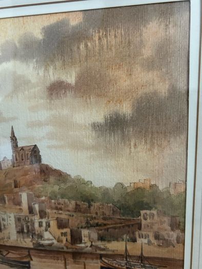 Original watercolour by Edwin Galea, Malta